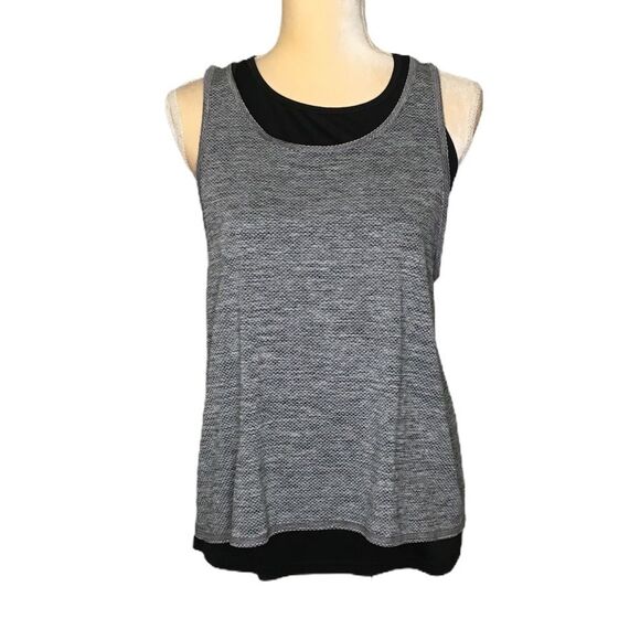 Women Tank Top C9 Champion Duo Dry Medium Active Black/Gray Double Layers - Picture 1 of 15